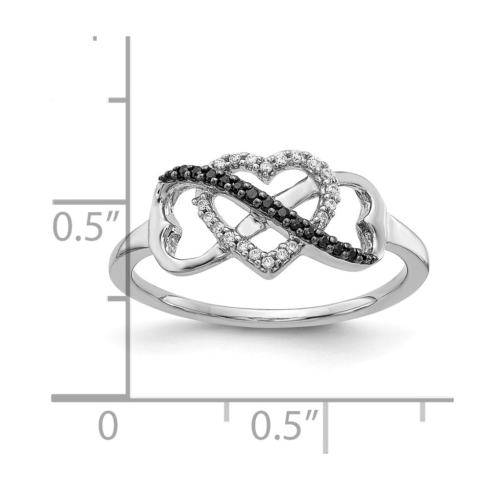 10K Weißgold 10K Schwarz und Diamant Unendlichkeit Herz Ring