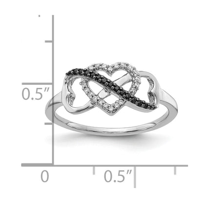 10K Weißgold 10K Schwarz und Diamant Unendlichkeit Herz Ring
