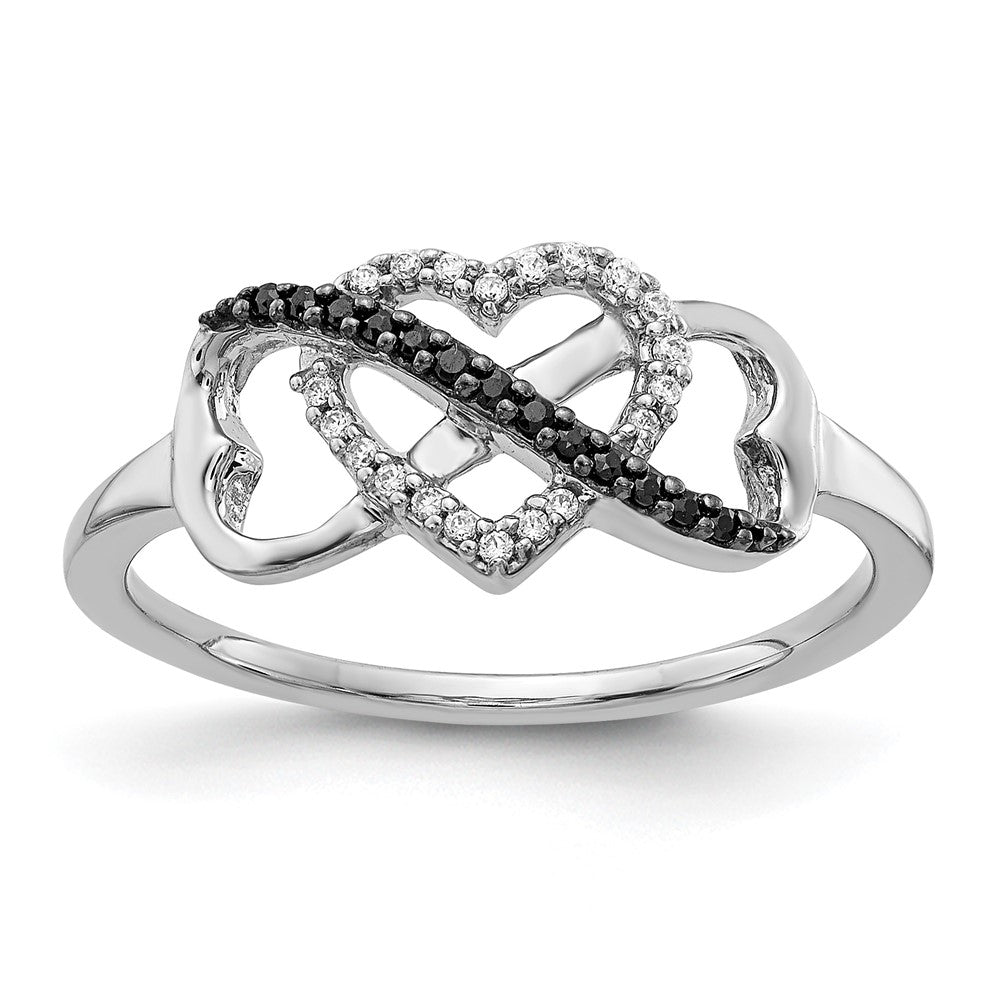10K Weißgold 10K Schwarz und Diamant Unendlichkeit Herz Ring