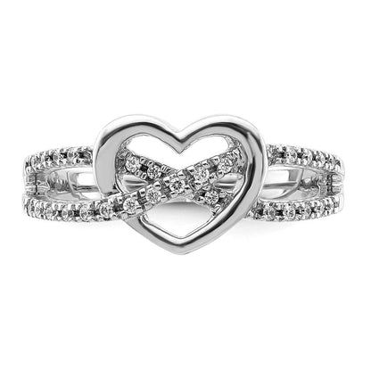 14K Weißgold Diamant Herz Ring