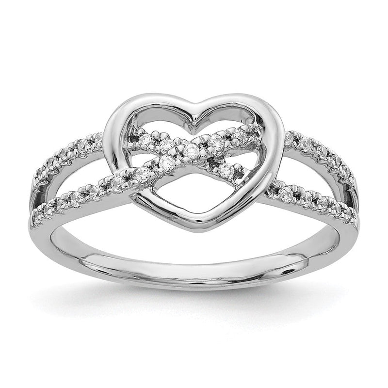 14K Weißgold Ring mit natürlichem Diamant-Herz