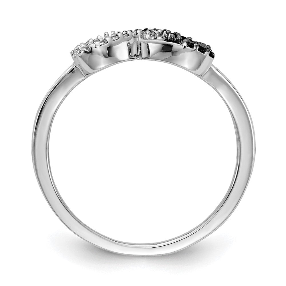 14K Weißgold Schwarz und Diamant Unendlichkeit Herz Ring