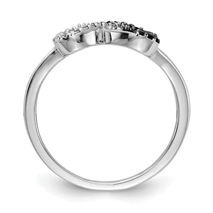 14K Weißgold Schwarz und Diamant Unendlichkeit Herz Ring