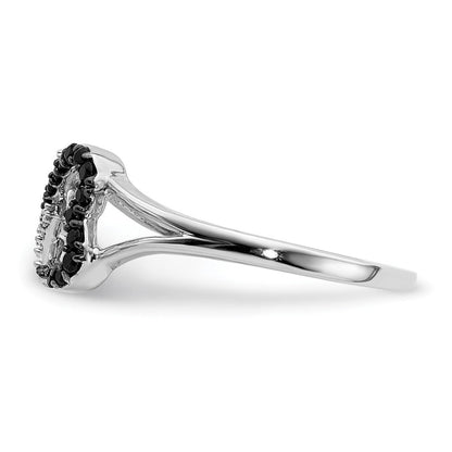 14K Weißgold Schwarz und Diamant Unendlichkeit Herz Ring