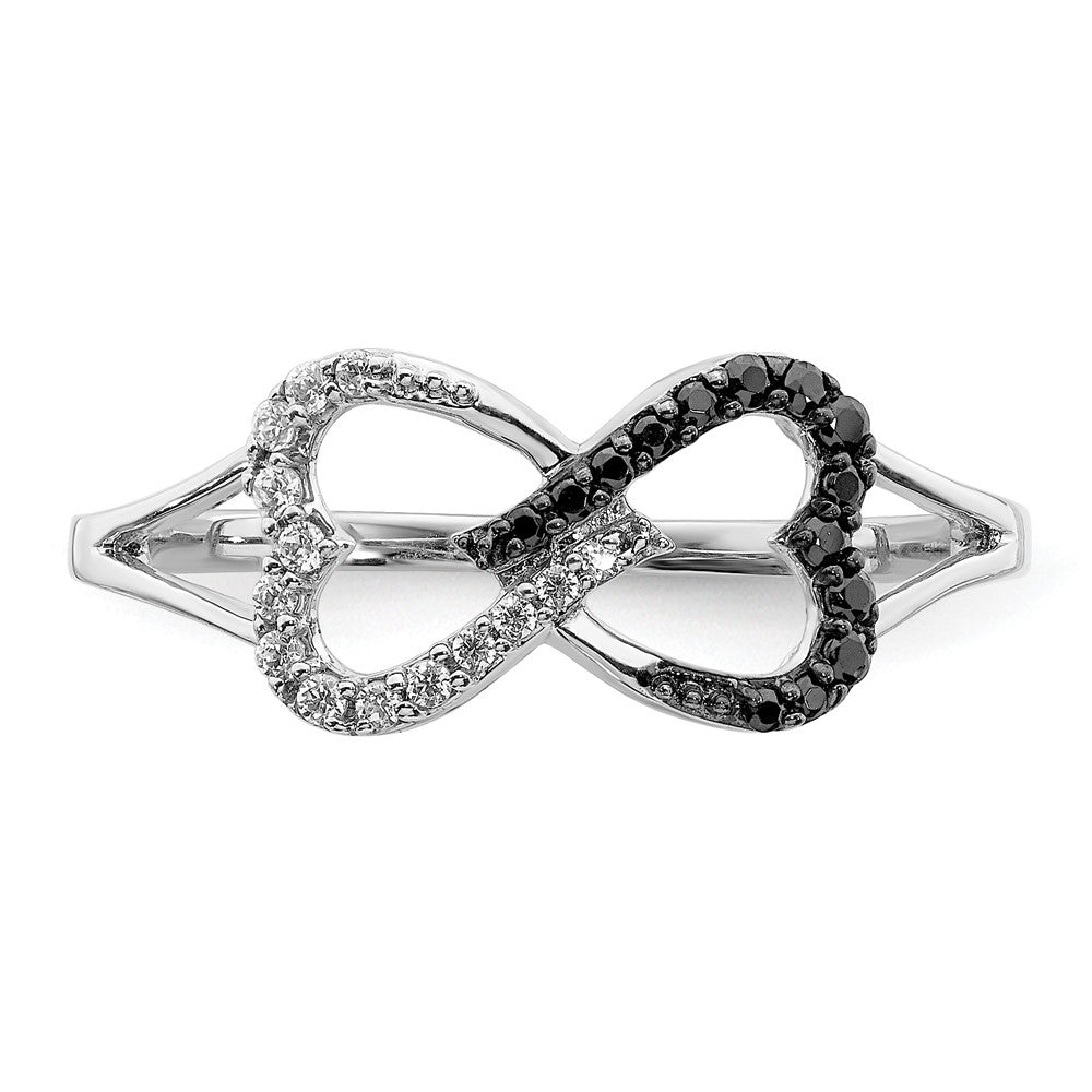 14K Weißgold Schwarz und Diamant Unendlichkeit Herz Ring