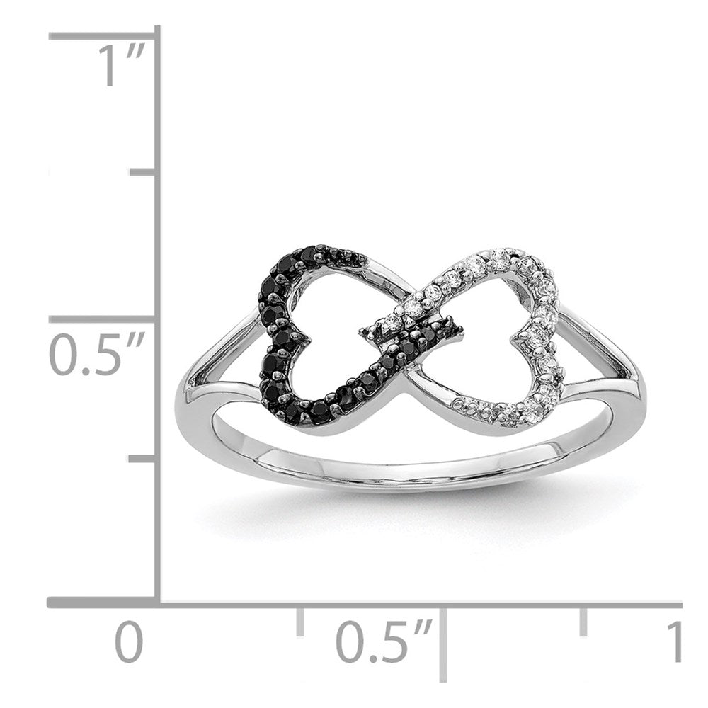 14K Weißgold Schwarz und Diamant Unendlichkeit Herz Ring