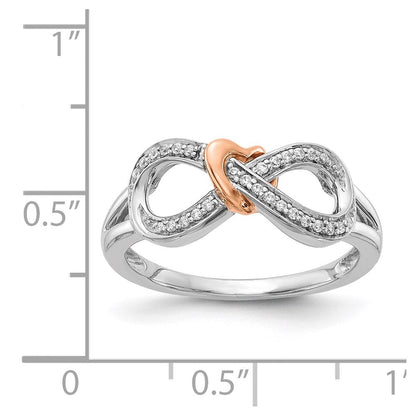 14K Bicolor Diamant Unendlichkeit Herz Ring