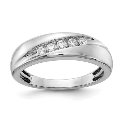 14K Weißgold Herrenring mit echten Diamanten