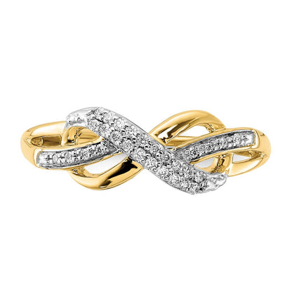 14K Gelbgold Ring mit Infinity-Symbol und 0,10 ct. Labor-gezüchtetem Diamant, VS/SI+ G+