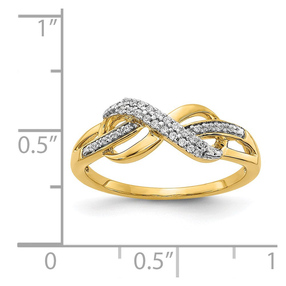 14K Gelbgold Infinity-Ring mit natürlichen Diamanten