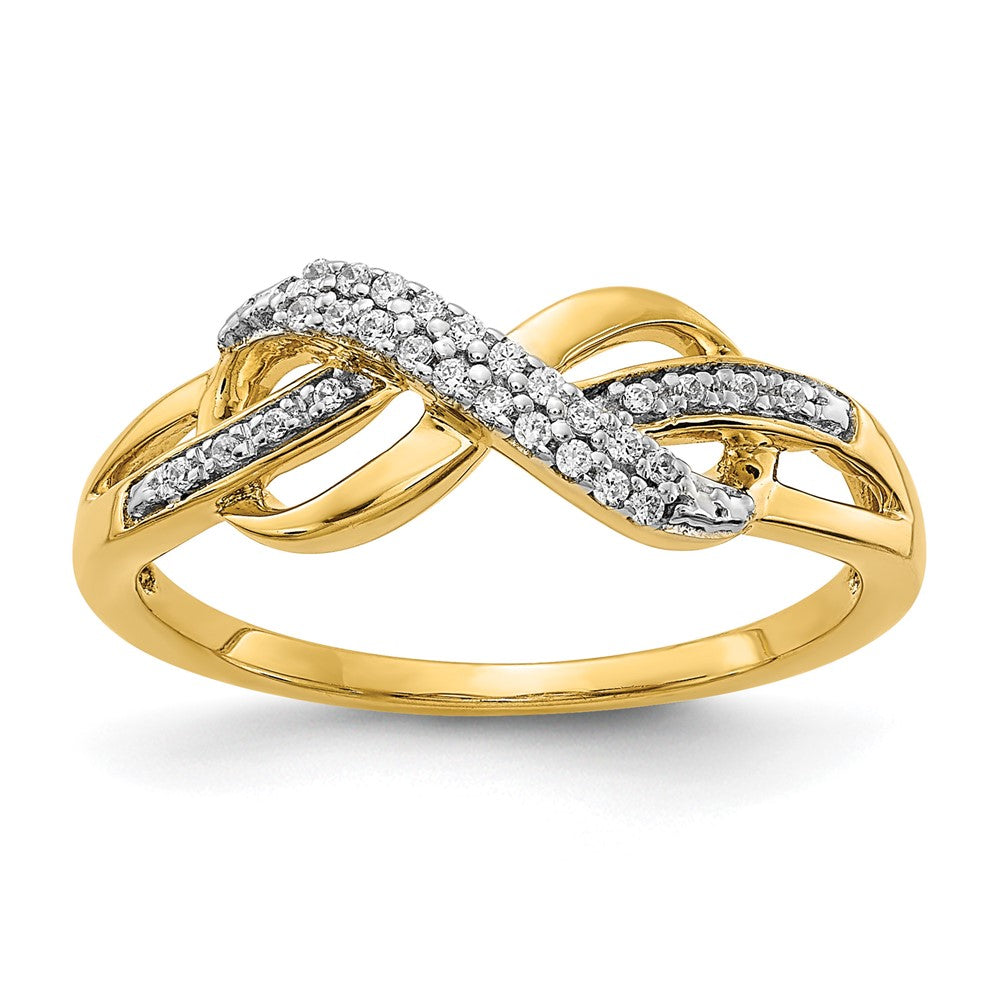 14K Gelbgold Ring mit Infinity-Symbol und 0,10 ct. Labor-gezüchtetem Diamant, VS/SI+ G+