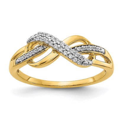 14K Gelbgold Ring mit Infinity-Symbol und 0,10 ct. Labor-gezüchtetem Diamant, VS/SI+ G+