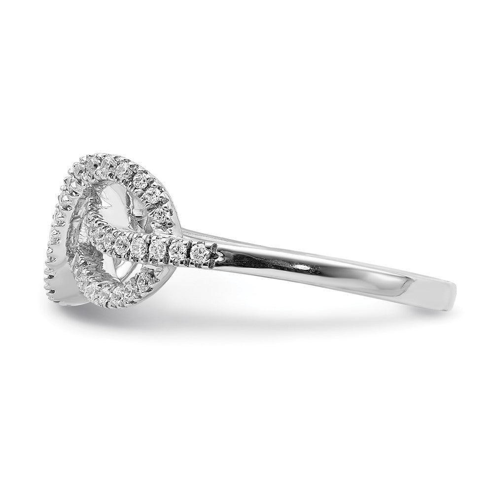 14K Weißgold Ring mit natürlichen Diamanten, keltischer Knoten