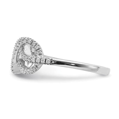 14K Weißgold Ring mit natürlichen Diamanten, keltischer Knoten