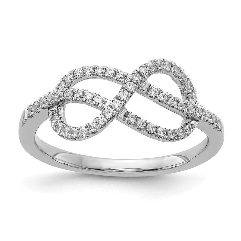 14K Weißgold Ring mit natürlichen Diamanten, keltischer Knoten