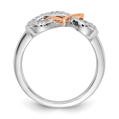 14K Bicolor Rosé- und Weißgold Ring mit 0,17 ct. im Labor gezüchteten Diamanten VS/SI+ G+ Infinity-Herz-Symbol