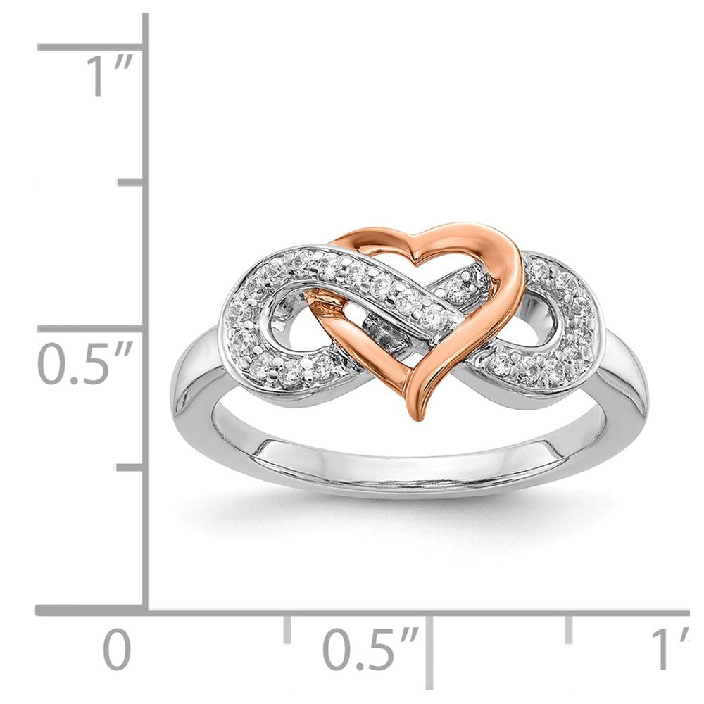 14K Bicolor Diamant Herz Unendlichkeit Symbol Ring