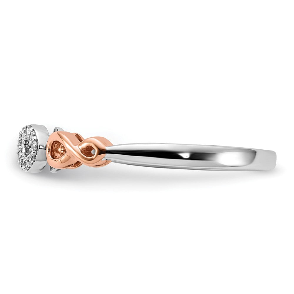 10K Roségold 10K mit Weiß Rhodium Diamant Unendlichkeit Ring