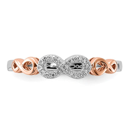 10K Roségold 10K mit Weiß Rhodium Diamant Unendlichkeit Ring