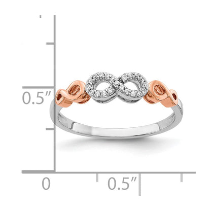 10K Roségold 10K mit Weiß Rhodium Diamant Unendlichkeit Ring