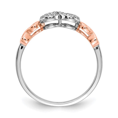 14K Roségold mit Weißrhodium Unendlichkeits-Ring mit natürlichen Diamanten