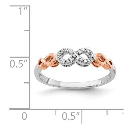 14K Roségold Weiß Rhodium Diamant Unendlichkeit Ring