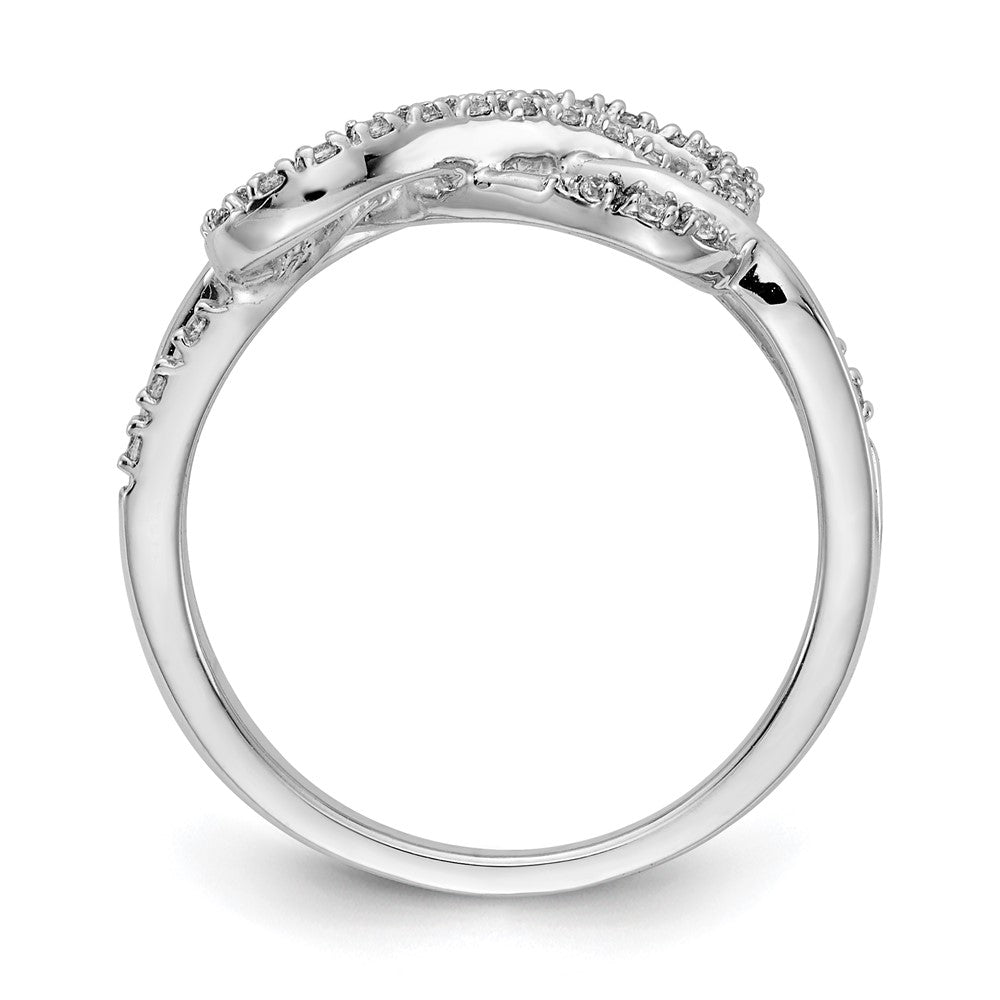 14K Weißgold Ring mit Unendlichkeitssymbol und Herzen, poliert, mit natürlichen Diamanten