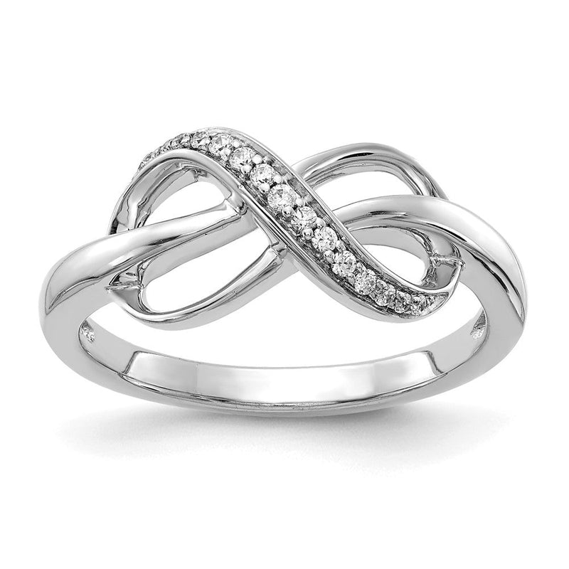 14K Weißgold Infinity-Ring mit natürlichen Diamanten