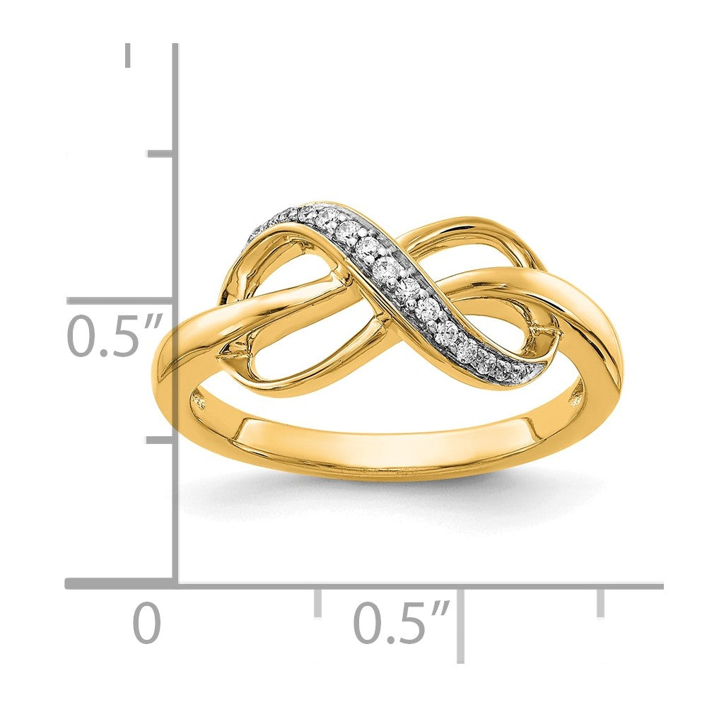 14K Gelbgold Infinity-Ring mit natürlichen Diamanten