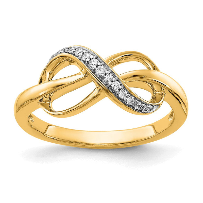 14K Gelbgold Infinity-Ring mit natürlichen Diamanten