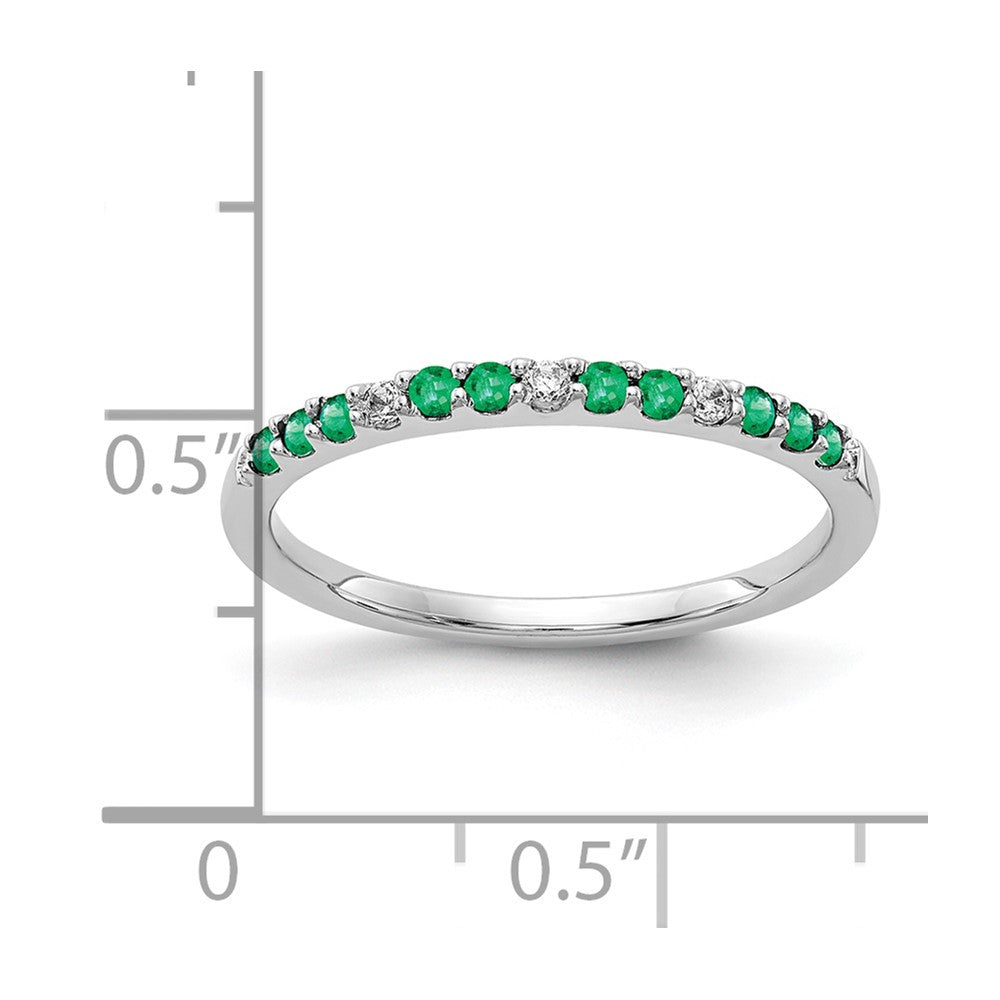 10K Weißgold Diamant und Smaragd Ring
