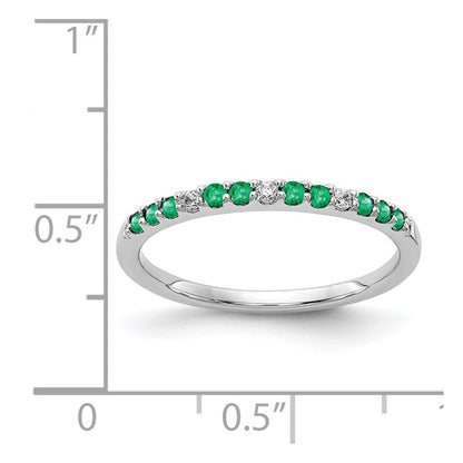 14K Weißgold Ring mit echten Diamanten und Smaragden