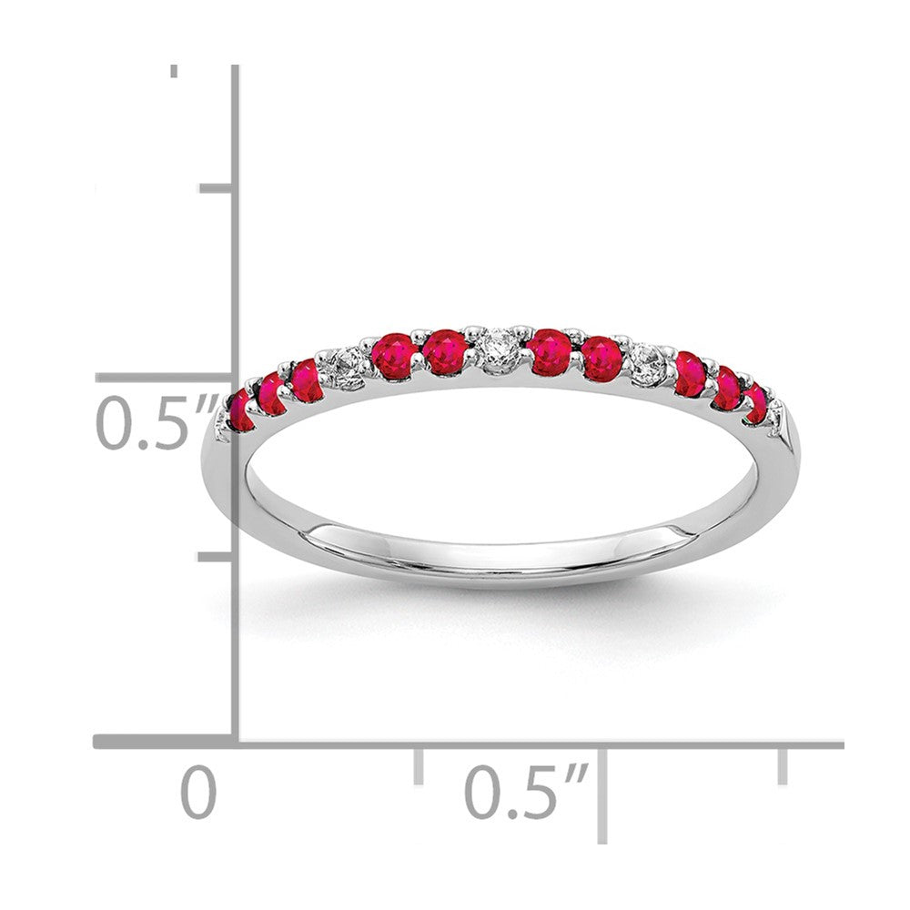 10K Weißgold Diamant und Rubin Ring