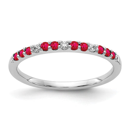 10K Weißgold Diamant und Rubin Ring