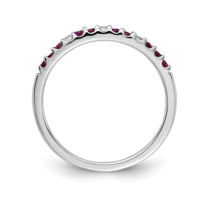 14K Weißgold Ring mit natürlichen Diamanten und Rubinen