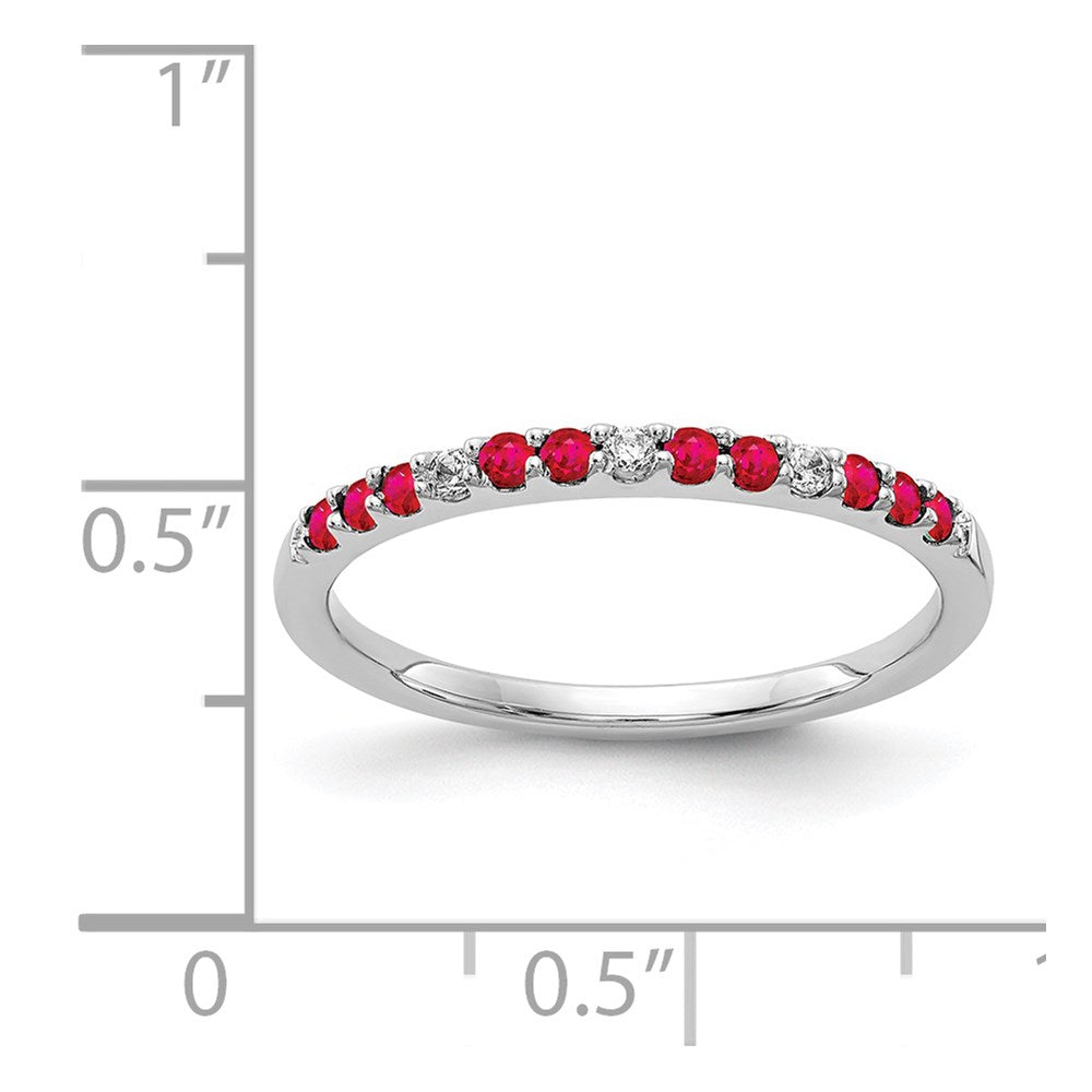 14K Weißgold Ring mit natürlichen Diamanten und Rubinen