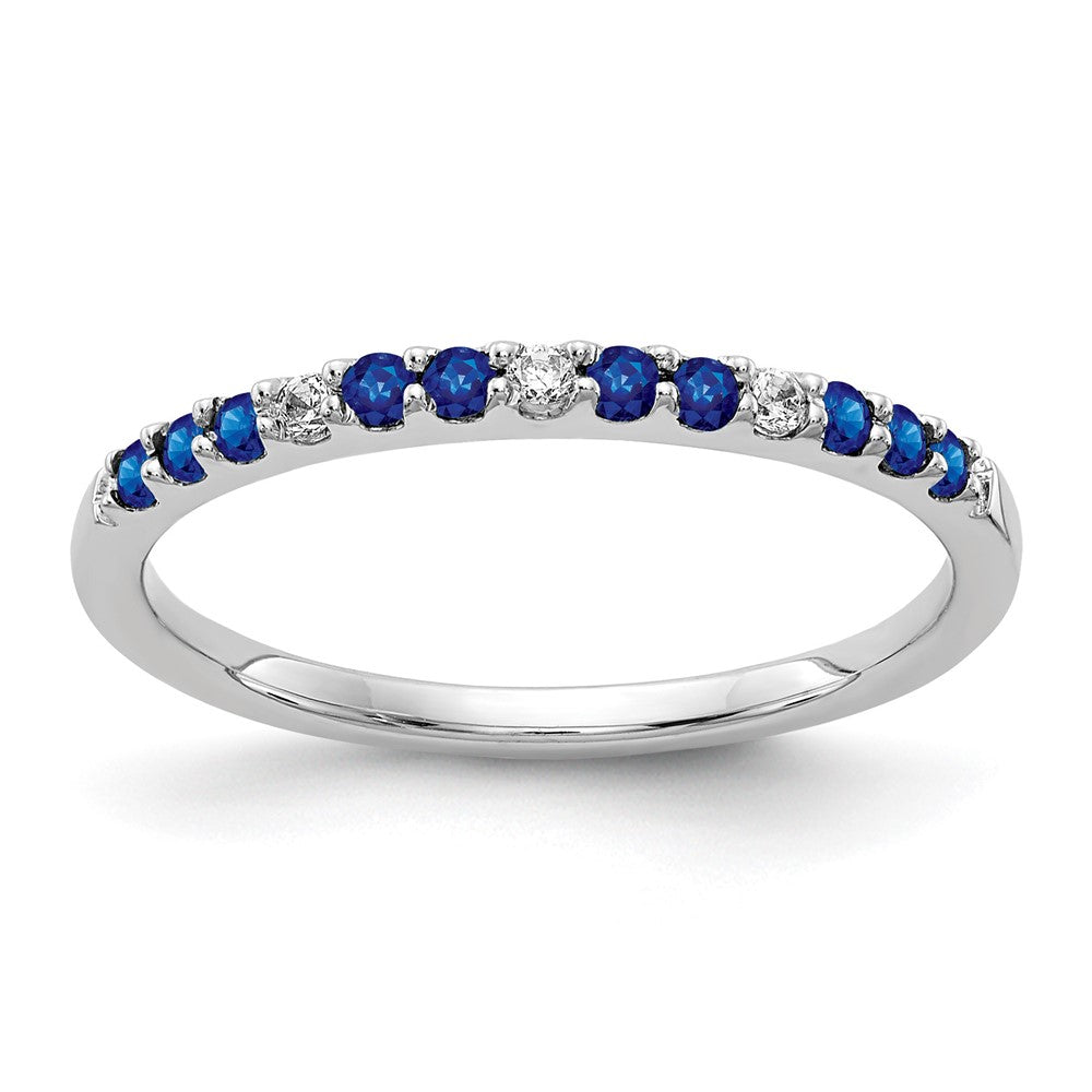 10K Weißgold Diamant und Saphir Ring