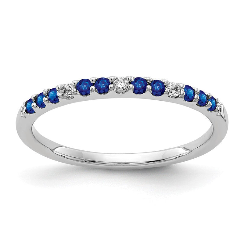10K Weißgold Diamant und Saphir Ring