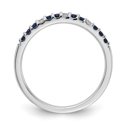 14K Weißgold Ring mit echten Diamanten und Saphiren