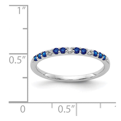 14K Weißgold Ring mit echten Diamanten und Saphiren