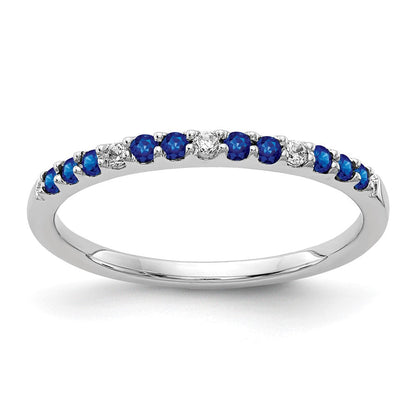 14K Weißgold Ring mit echten Diamanten und Saphiren
