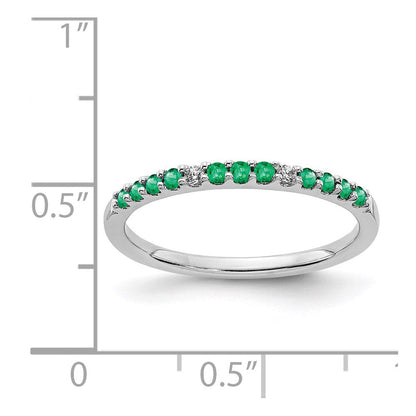 14K Weißgold Ring mit echten Diamanten und Smaragden