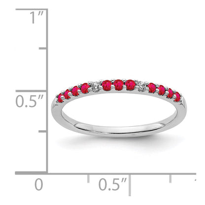 14K Weißgold Ring mit echten Diamanten und Rubinen
