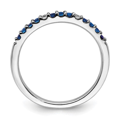 14K Weißgold Ring mit echten Diamanten und Saphiren