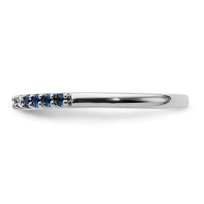 14K Weißgold Ring mit echten Diamanten und Saphiren