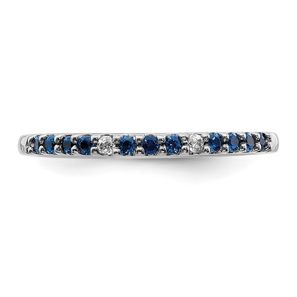 14K Weißgold Ring mit echten Diamanten und Saphiren