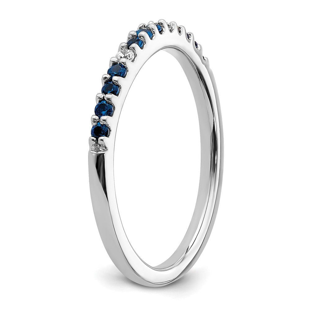 14K Weißgold Ring mit echten Diamanten und Saphiren