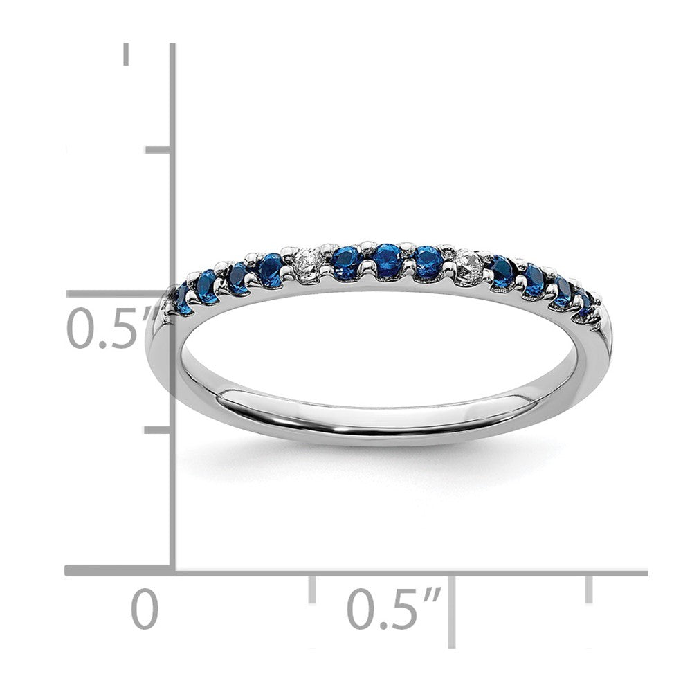 14K Weißgold Ring mit echten Diamanten und Saphiren