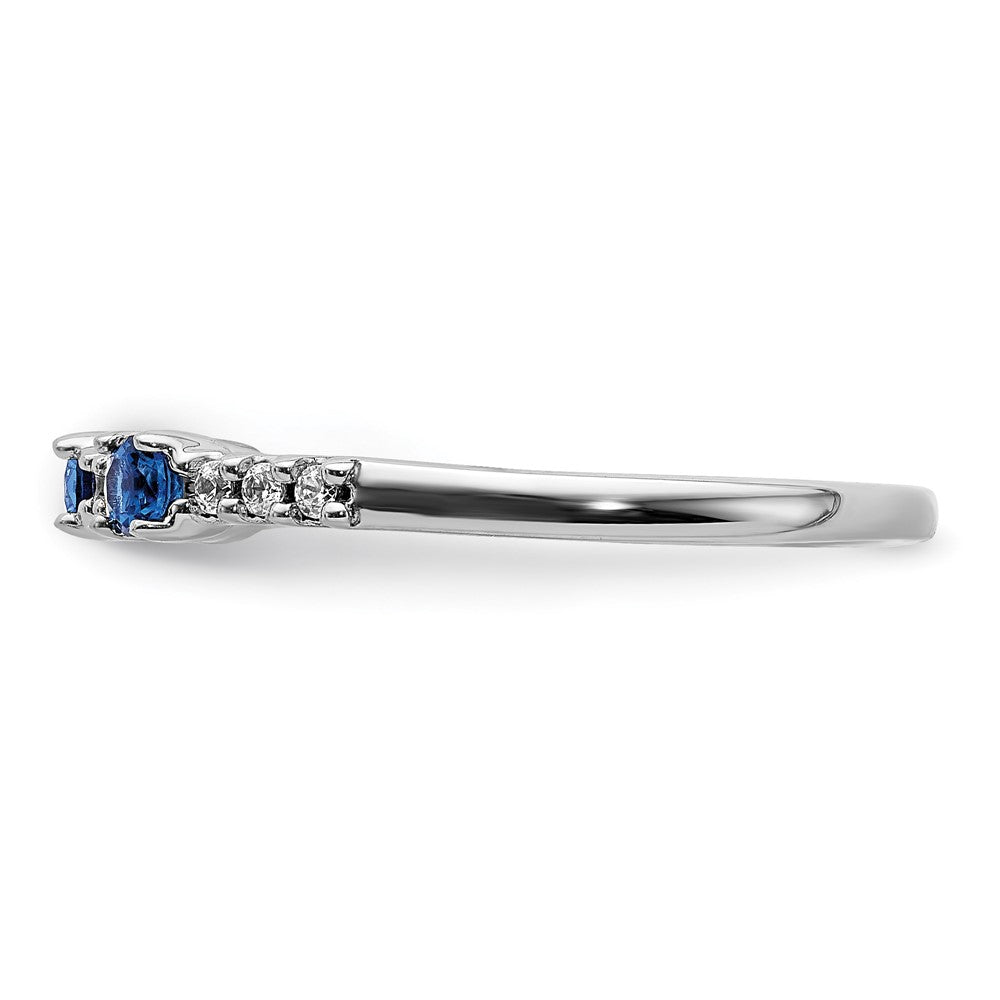 14K Weißgold Ring mit echten Diamanten und Saphiren, 3-Stein