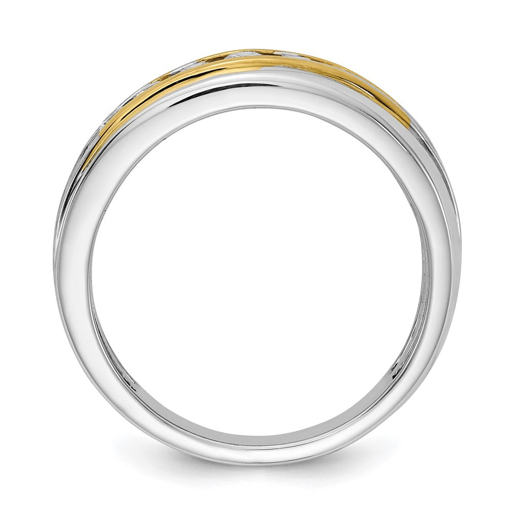 14K Weiß- und Gelbgold Herrenring mit echten Diamanten
